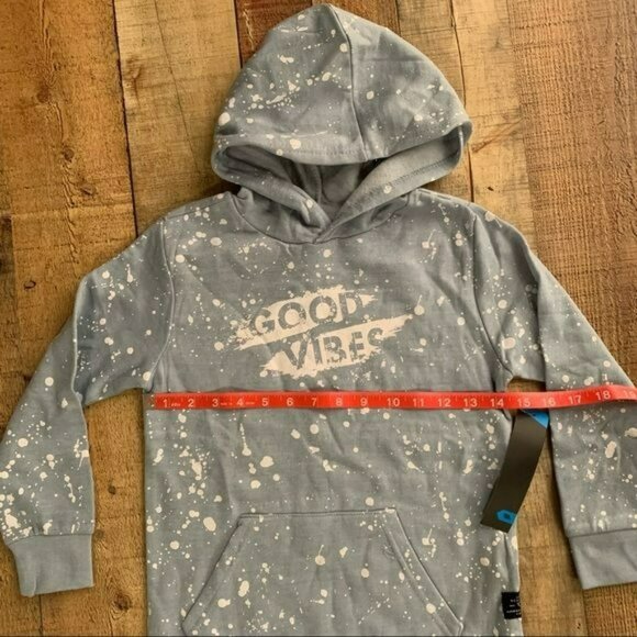 Tony hawk good vibes boy light blue and white paint splatter hoodie sweatshirt k - Picture 2 of 9